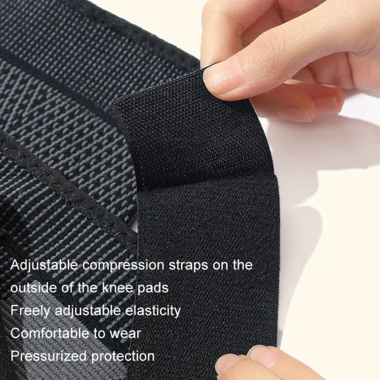 1pair Anti-Slip Compression Straps Keep Warm And Lengthen Knee Pads, Size: L(Mugwort Black)