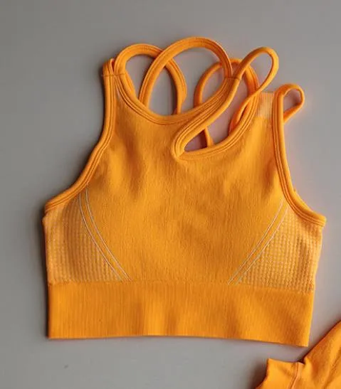 2 Piece Seamless Sports Bras Fitness Shorts Yoga Set Gym Breathable Stretch Sports Suit Running Training Wear