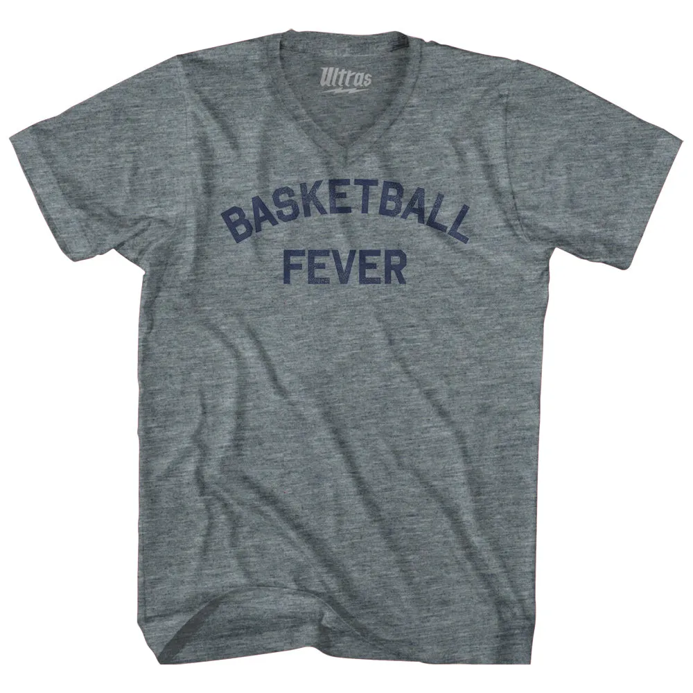 Basketball Fever Tri-Blend V-neck Womens Junior Cut T-shirt