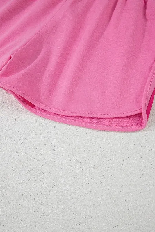 Color Block Elastic High Waist Active Shorts