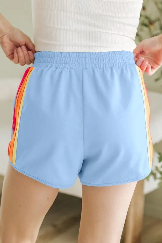 Color Block Elastic High Waist Active Shorts
