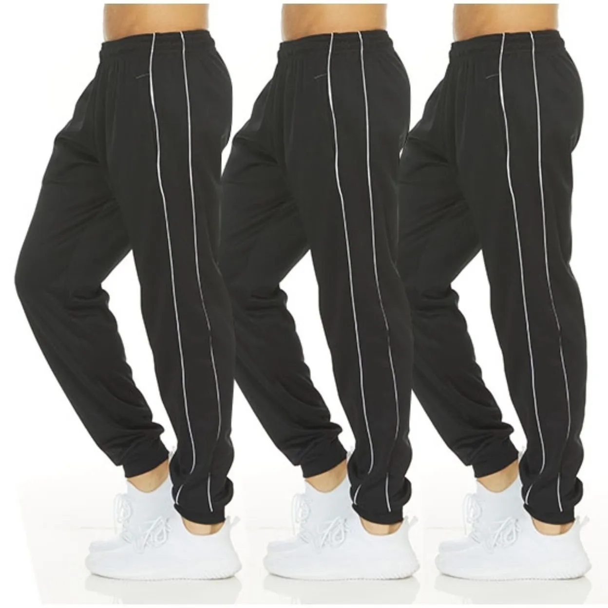 DARESAY Mens Tech Fleece Joggers 3-Pack Dry Fit Performance Sweatpants