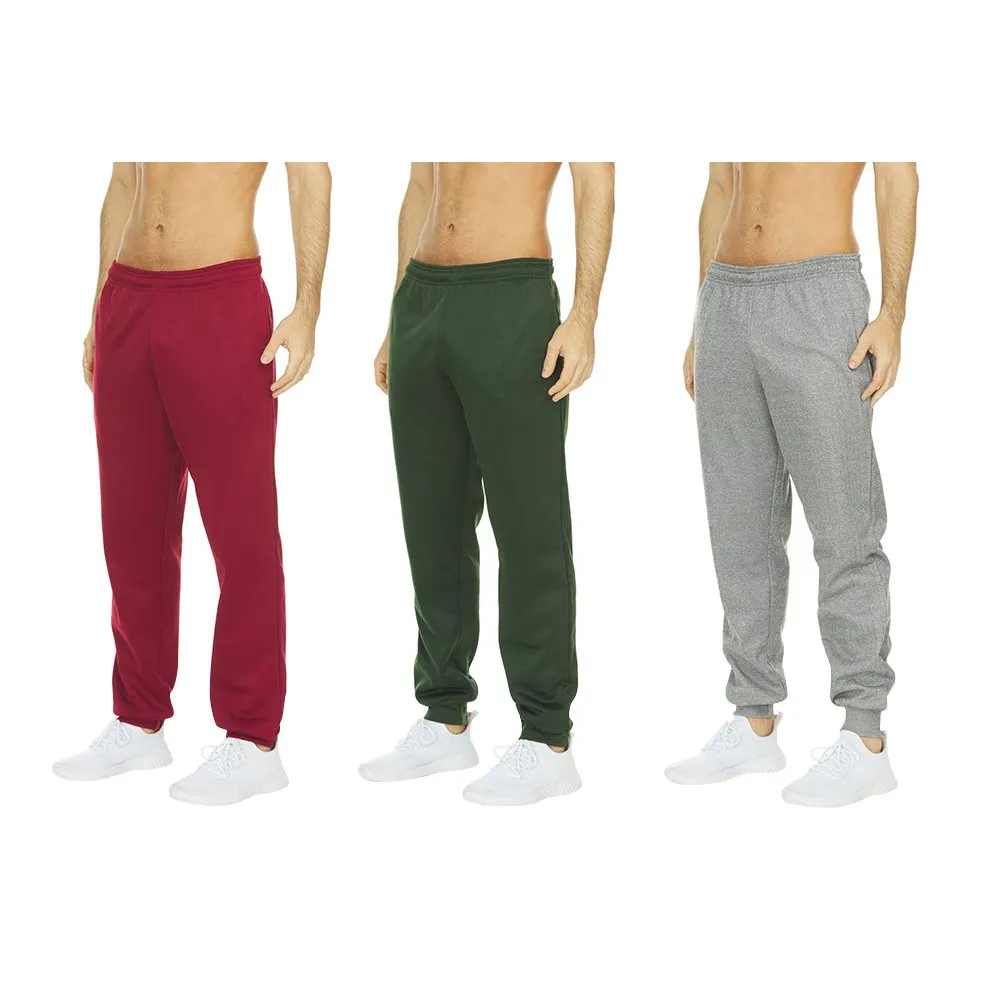 DARESAY Mens Tech Fleece Joggers 3-Pack Dry Fit Performance Sweatpants