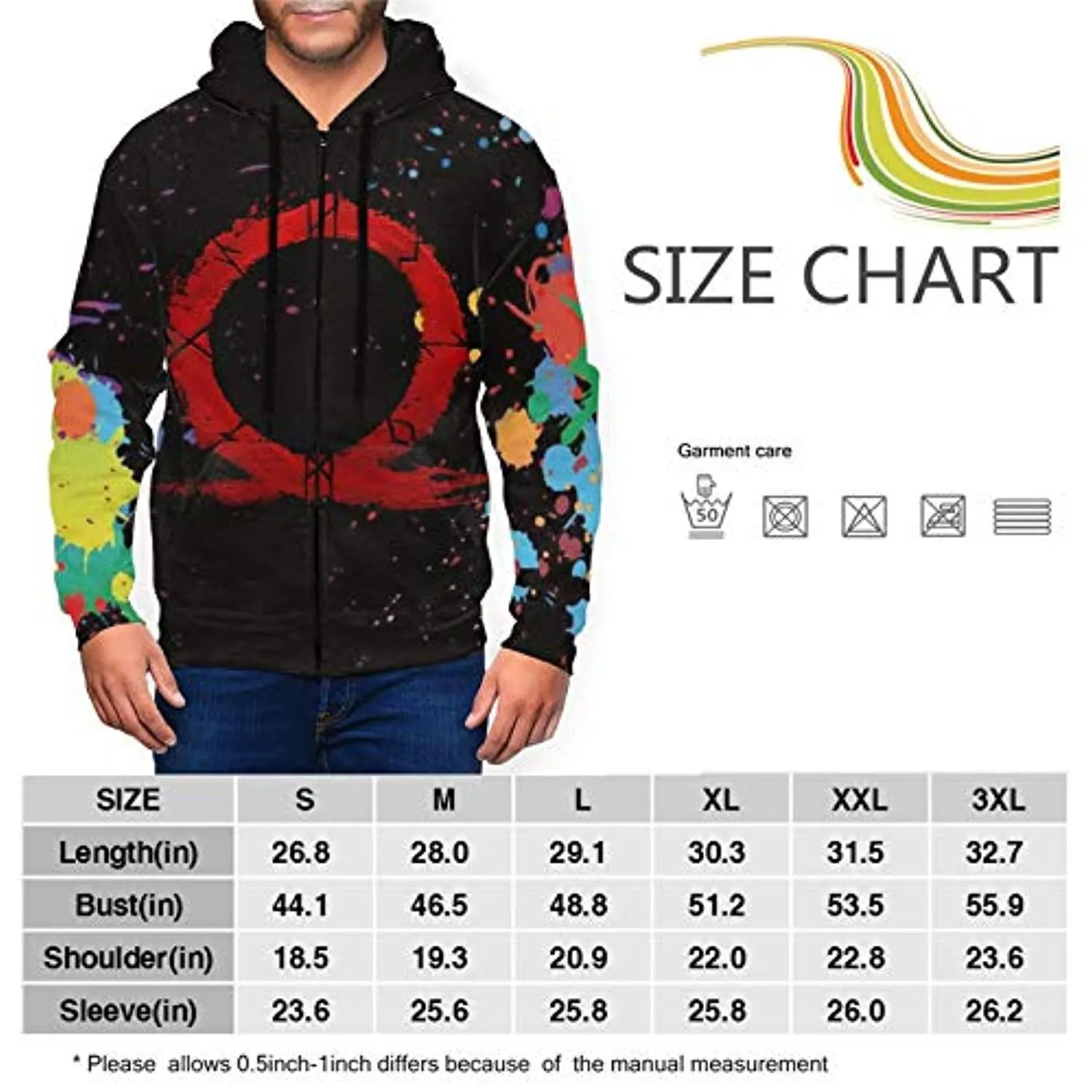 God of War Hoodie - 3D Print Hooded Zip Up Sweatshirt