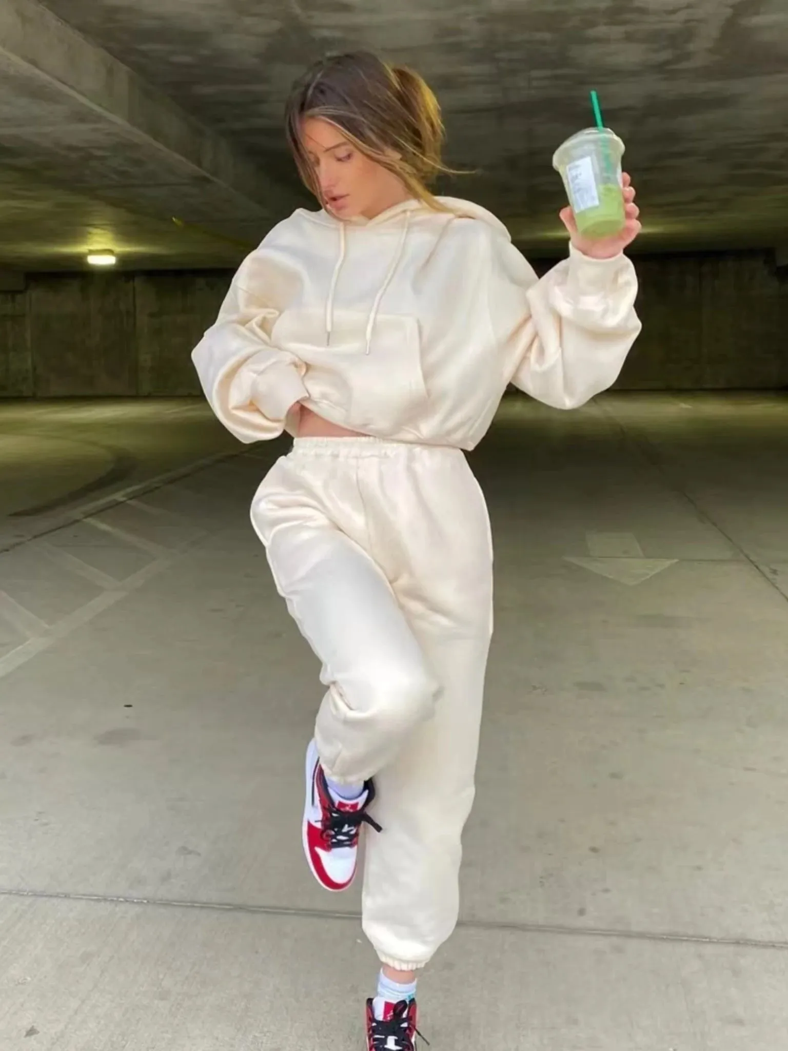 KIylethomasw Casual New Fashion Hoodies Suit Women Winter Spring Solid Tracksuit Two Pieces Set Sports Pullover Sweatpants Sweatshirt Mujer