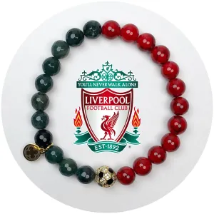 Liverpool Mens Red Howlite and Moss Green Jade with Pav Soccer Ball