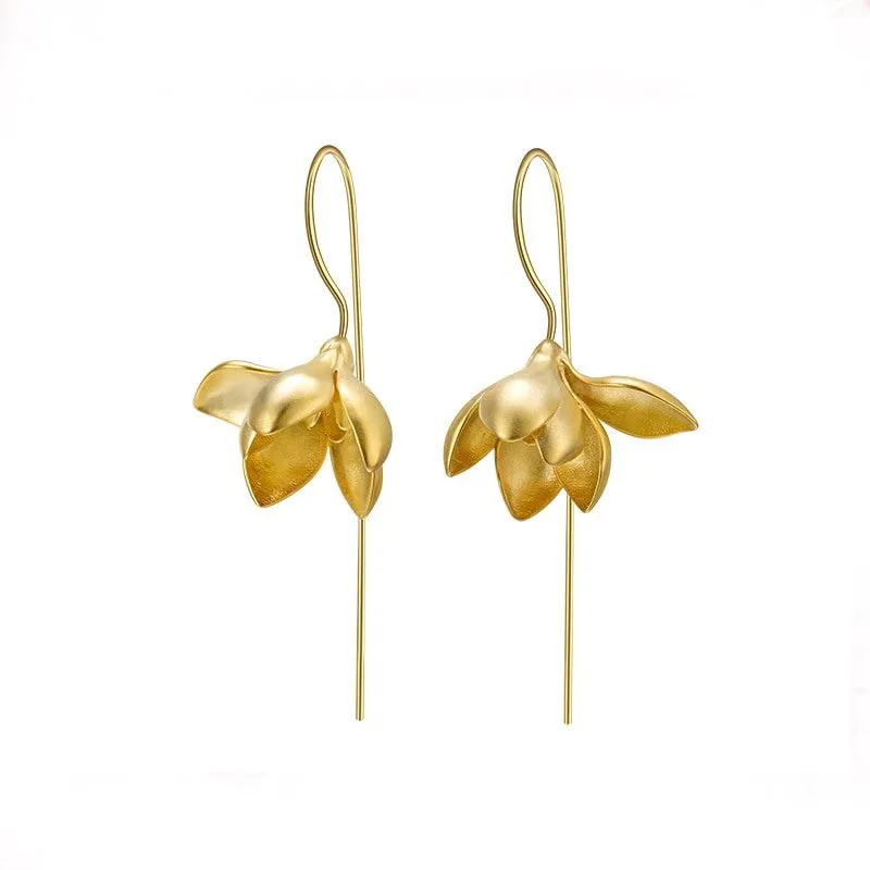 Magnolia Flower Earrings: Nature-Inspired Floral Jewelry for Women in silver or gold