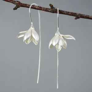 Magnolia Flower Earrings: Nature-Inspired Floral Jewelry for Women in silver or gold