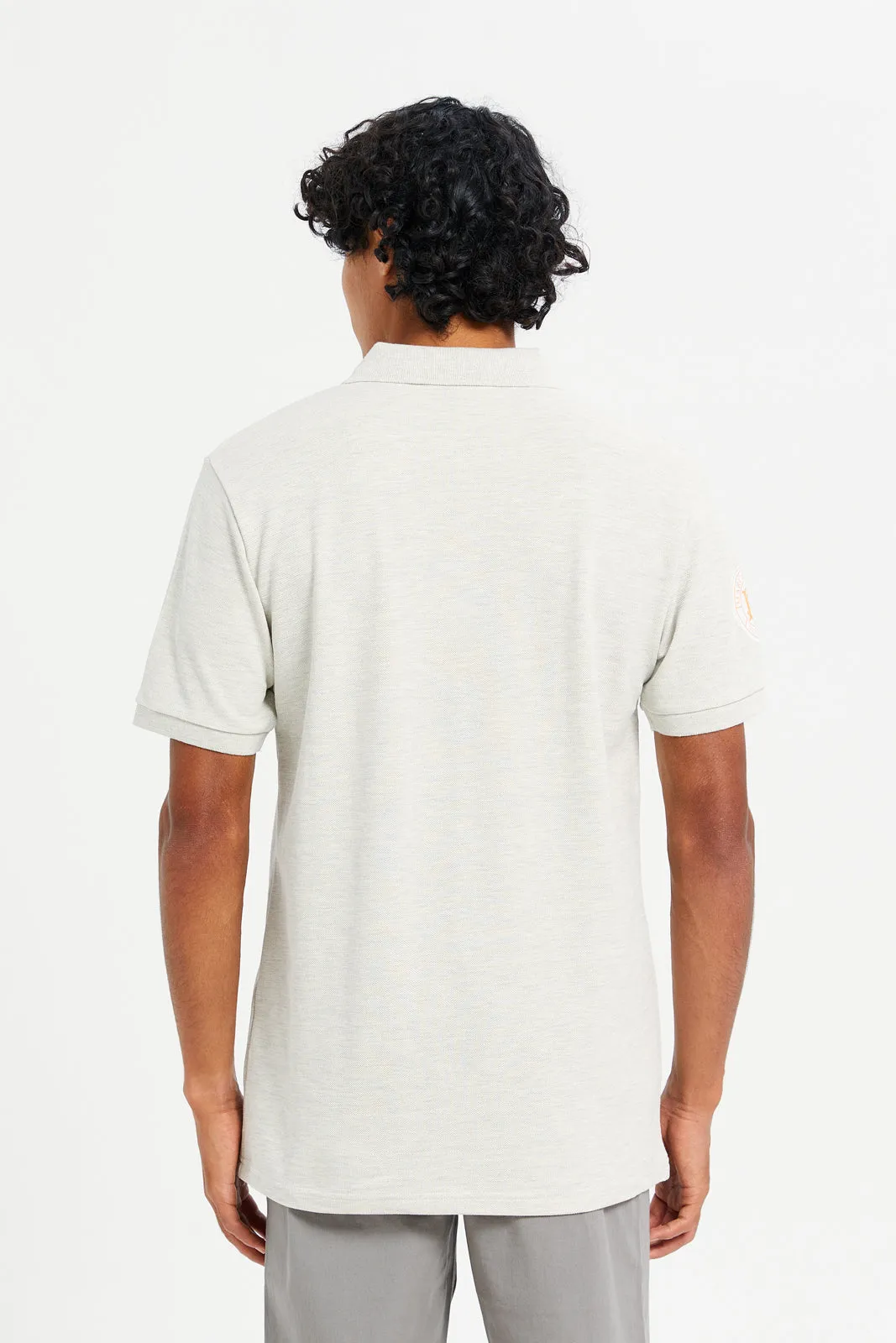 Men Grey Sports Varsity Polo Shirt