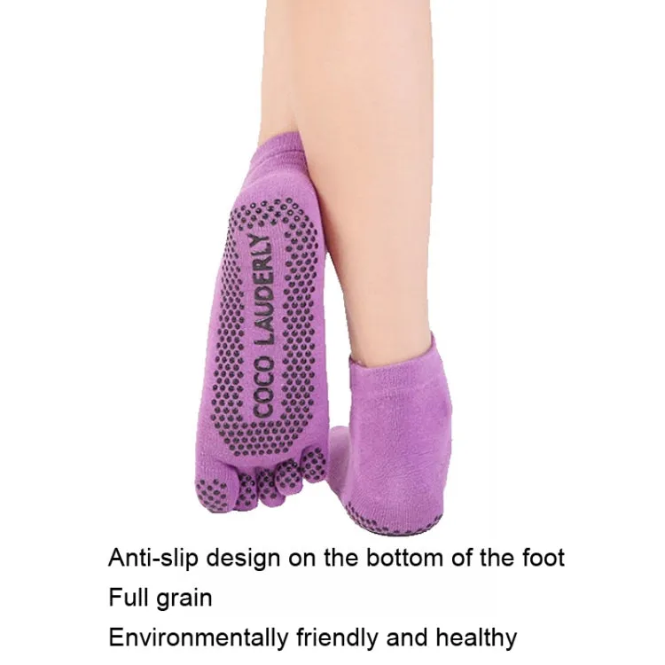 Non-slip Open Finger Yoga Sports Gloves Five Finger Yoga Socks Set, Size: One Size(Grey)
