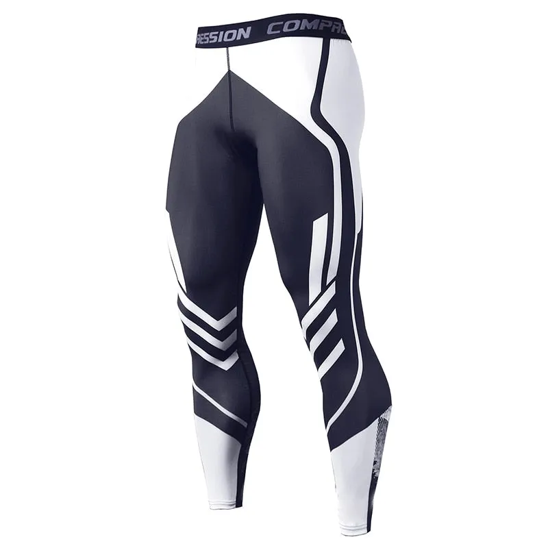 Running Compression Leggings Men's Sports Quick-drying Tights Stretchy Training Pants Gym Fitness Print Men Jogger