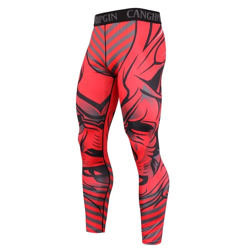 Running Compression Leggings Men's Sports Quick-drying Tights Stretchy Training Pants Gym Fitness Print Men Jogger