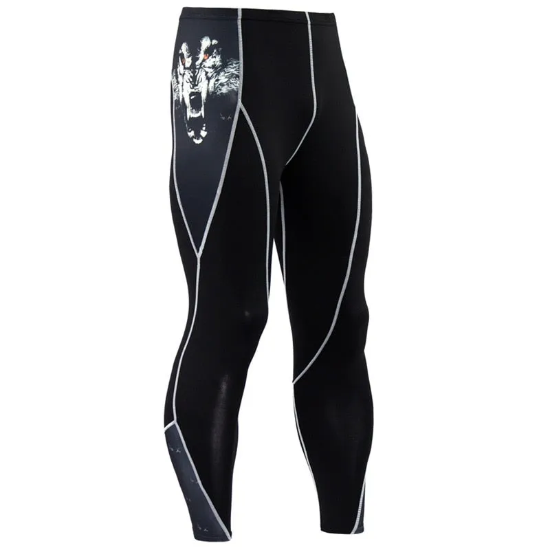 Running Compression Leggings Men's Sports Quick-drying Tights Stretchy Training Pants Gym Fitness Print Men Jogger