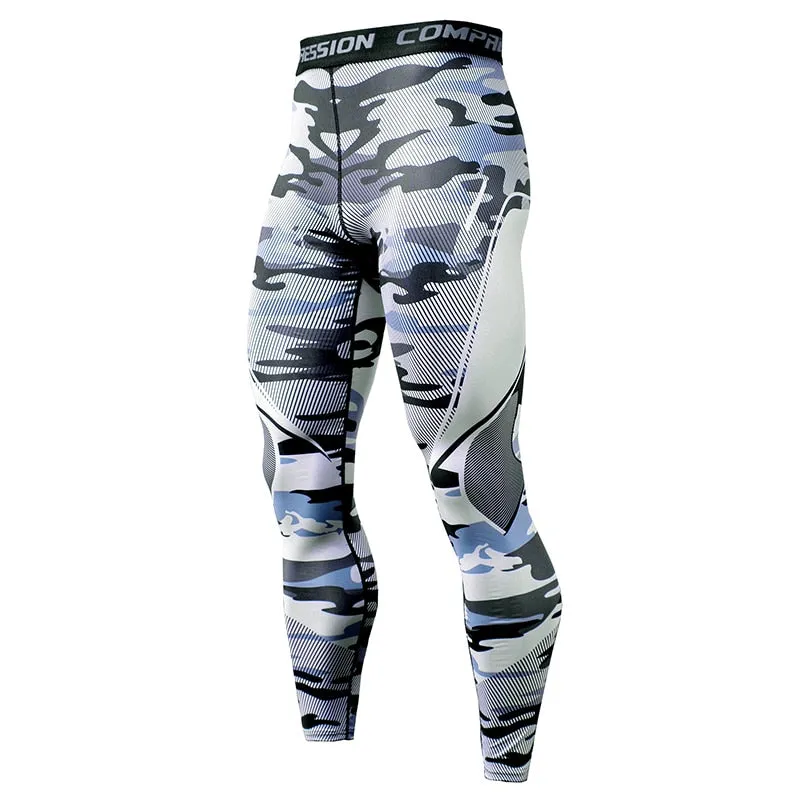 Running Compression Leggings Men's Sports Quick-drying Tights Stretchy Training Pants Gym Fitness Print Men Jogger