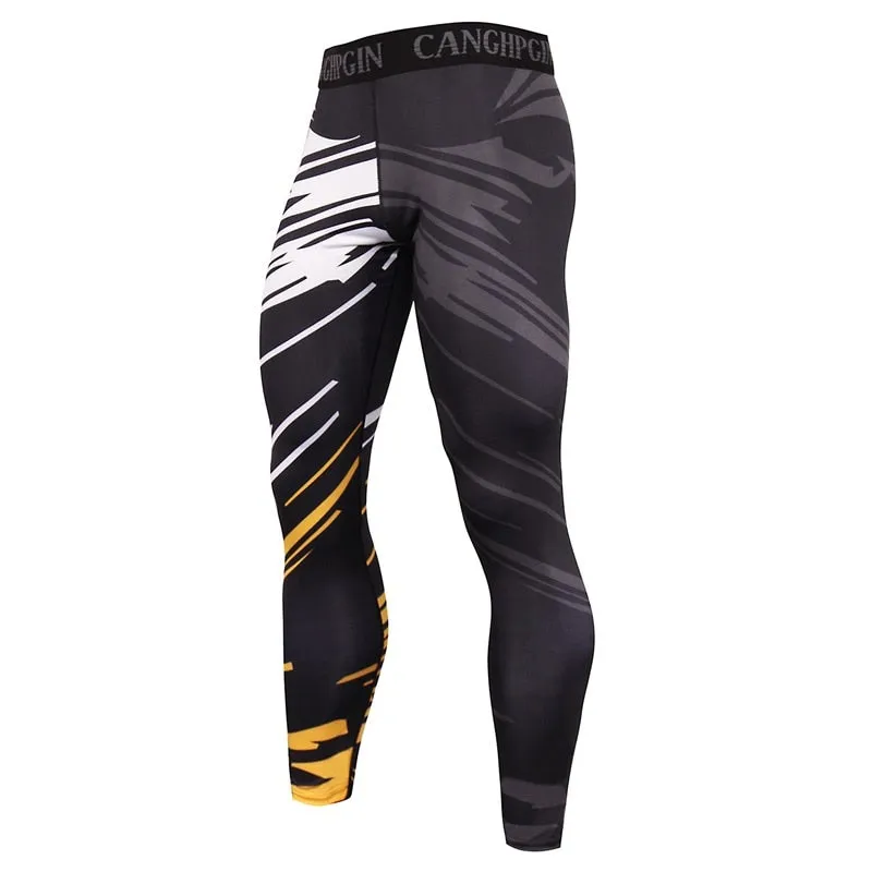 Running Compression Leggings Men's Sports Quick-drying Tights Stretchy Training Pants Gym Fitness Print Men Jogger