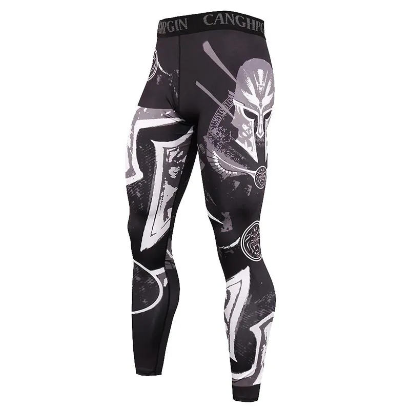 Running Compression Leggings Men's Sports Quick-drying Tights Stretchy Training Pants Gym Fitness Print Men Jogger