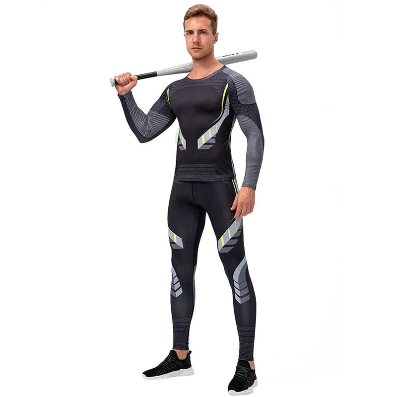 Running Compression Leggings Men's Sports Quick-drying Tights Stretchy Training Pants Gym Fitness Print Men Jogger