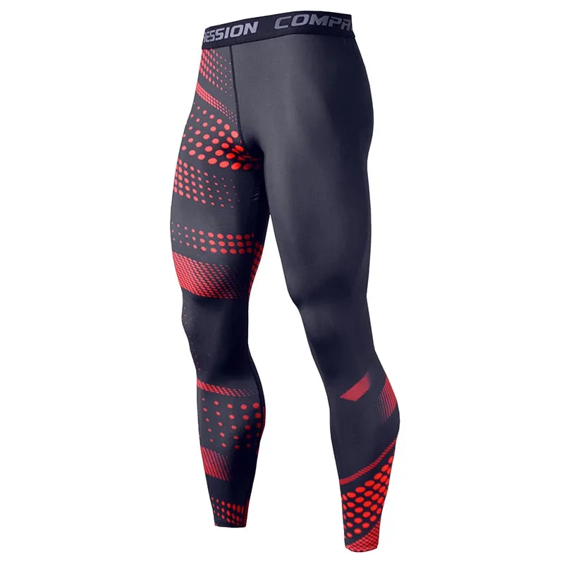 Running Compression Leggings Men's Sports Quick-drying Tights Stretchy Training Pants Gym Fitness Print Men Jogger