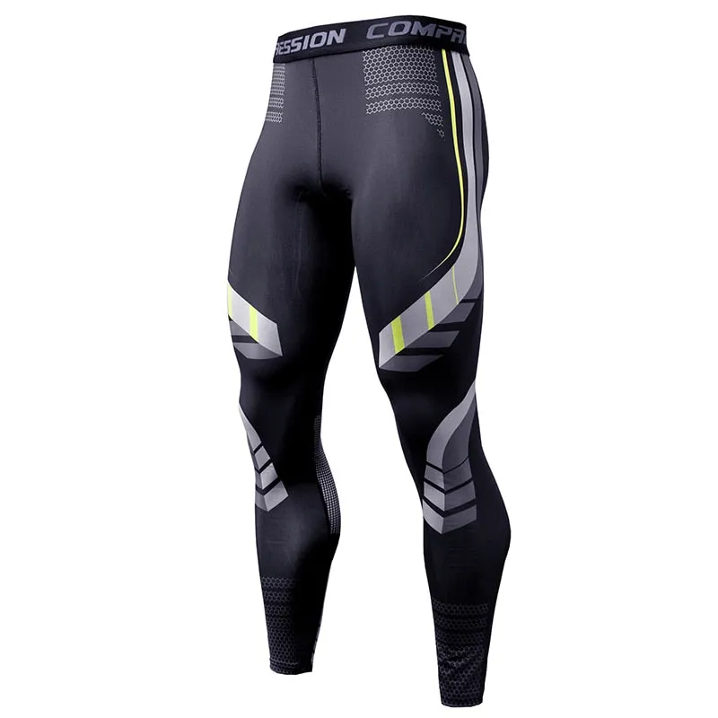Running Compression Leggings Men's Sports Quick-drying Tights Stretchy Training Pants Gym Fitness Print Men Jogger