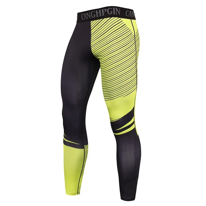Running Compression Leggings Men's Sports Quick-drying Tights Stretchy Training Pants Gym Fitness Print Men Jogger