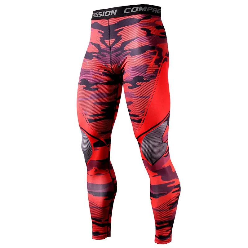Running Compression Leggings Men's Sports Quick-drying Tights Stretchy Training Pants Gym Fitness Print Men Jogger