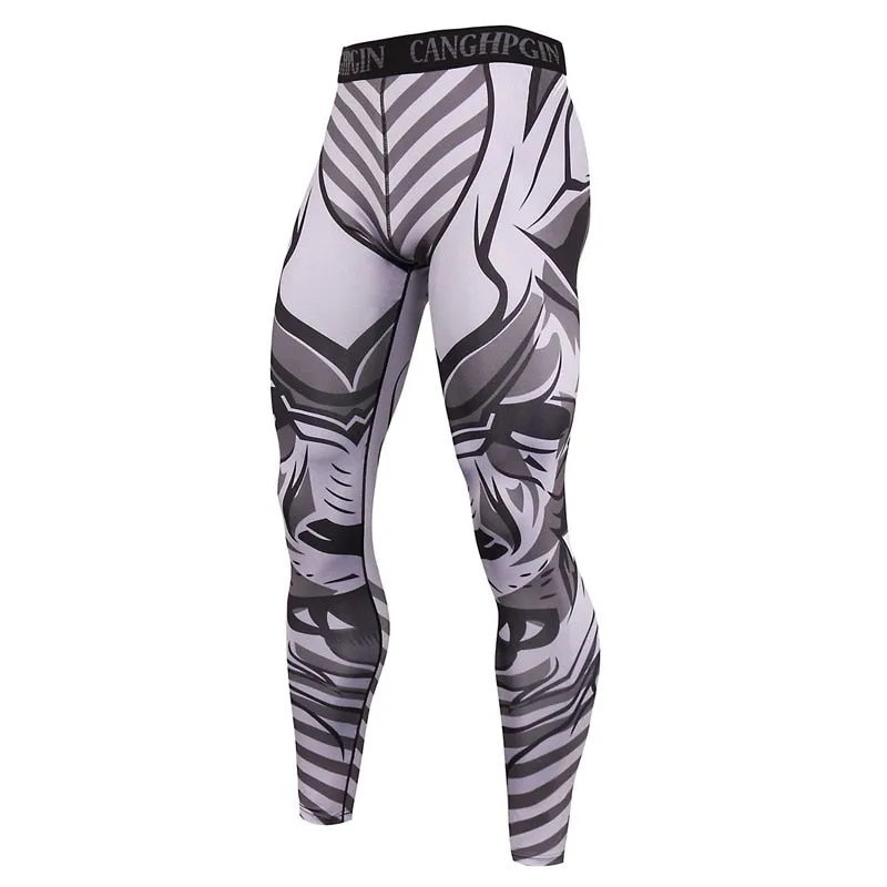 Running Compression Leggings Men's Sports Quick-drying Tights Stretchy Training Pants Gym Fitness Print Men Jogger