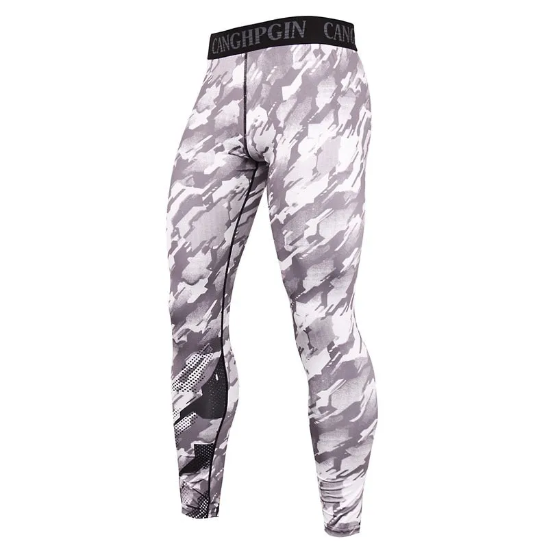 Running Compression Leggings Men's Sports Quick-drying Tights Stretchy Training Pants Gym Fitness Print Men Jogger