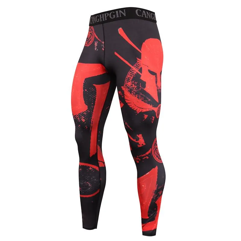 Running Compression Leggings Men's Sports Quick-drying Tights Stretchy Training Pants Gym Fitness Print Men Jogger