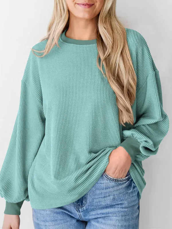 Textured Small Pit Stripe Long-sleeved Casual Sweatshirt