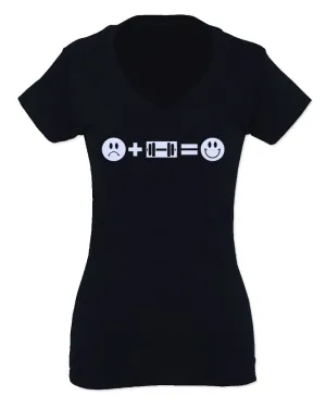 VICES AND VIRTUESS crosfit Feeling Workout Make me Happy Gym Fitness For Women V neck fitted T Shirt VICES AND VIRTUESS crosfit Feeling Workout Make me Happy Gym Fitness For Women V neck fitted T Shirt
